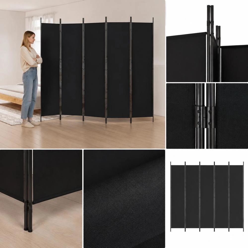 6-panel Black Screen, 300x220 Cm, Fabric