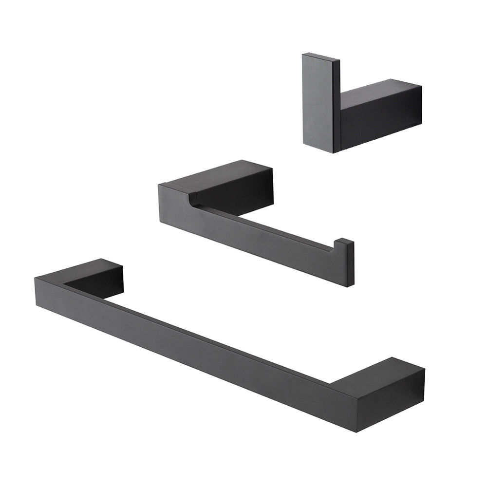 Set con appendino, porta rotolo e porta salviette a muro nero Sky