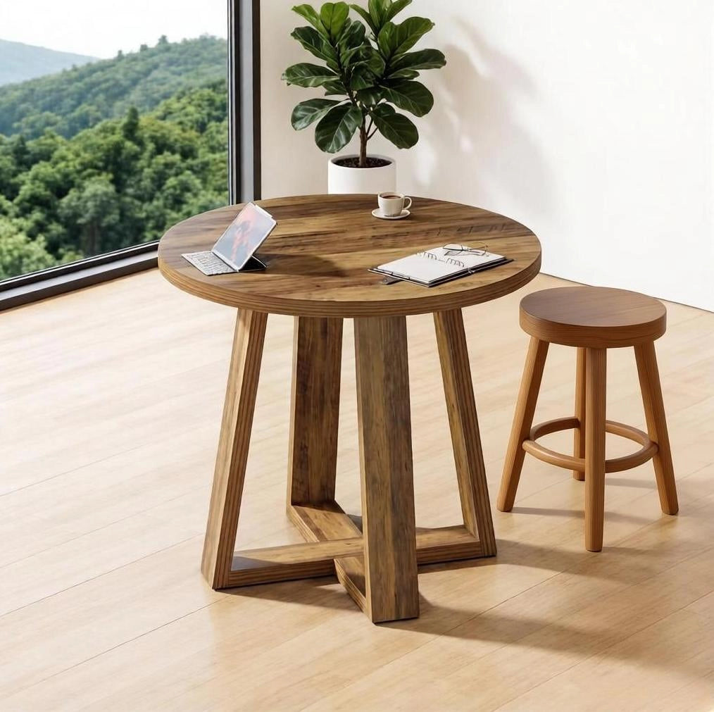 Tavolo rotondo da riunione ? 80 cm in MDF marrone