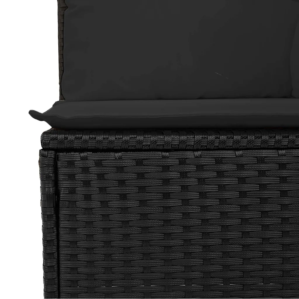 Divano da giardino con cuscini 4 Posti-Sofa da Giardino-Divano da esterno nero in polyrattan 782088