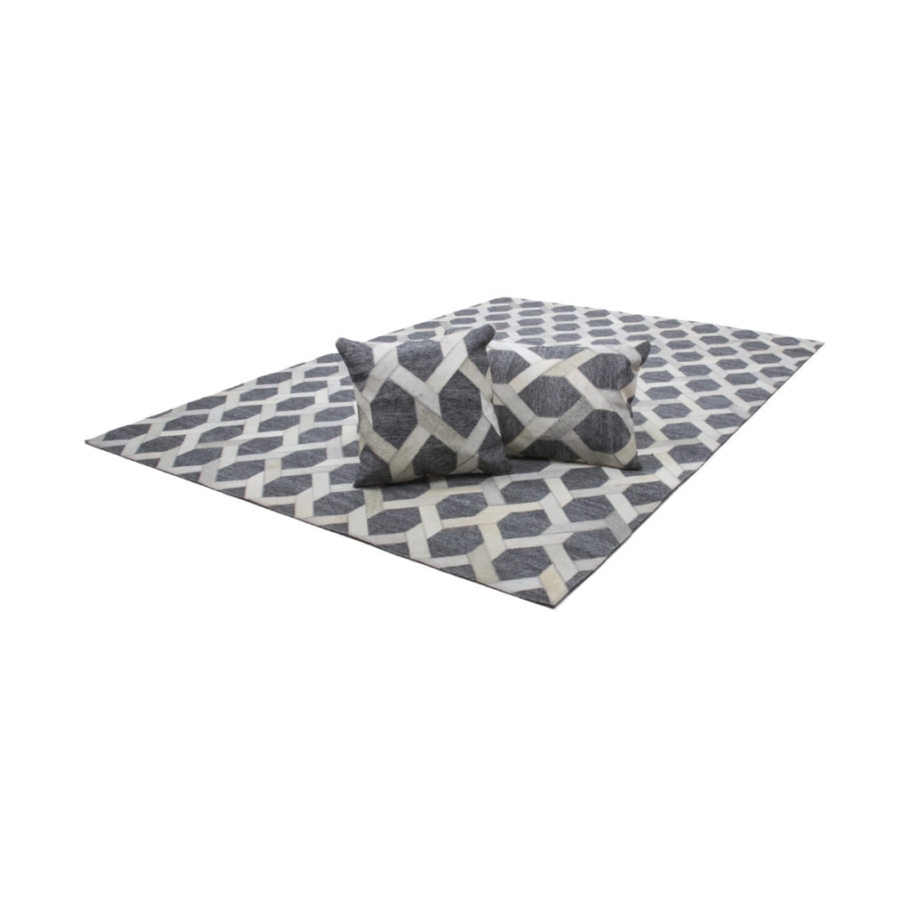 Tappeto Hybrid in viscosa e pelle grigio 80x150 cm