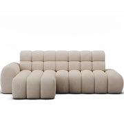 Divano angolare convertibile BULLA 3 posti beige angolo sinistro - tessuto nido d'ape con estensione della seduta elettrica