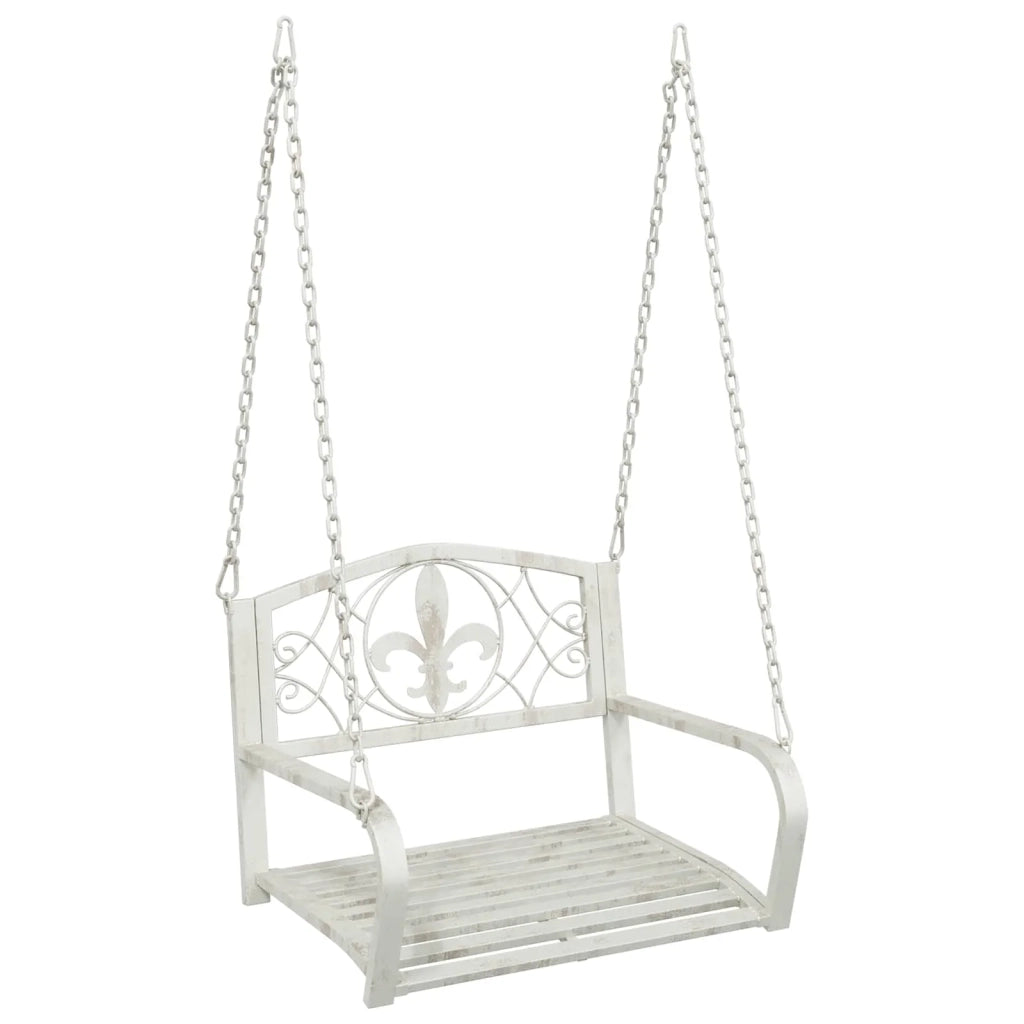 Panchina a Dondolo Acciaio 71,5 x 59 x 55 cm Bianco Antico
