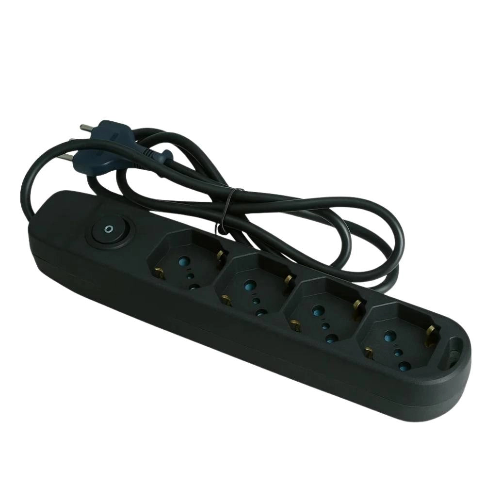 Ecova 30097x multipresa 4 uscite universali 10/16a con interruttore cavo 1,5m nero