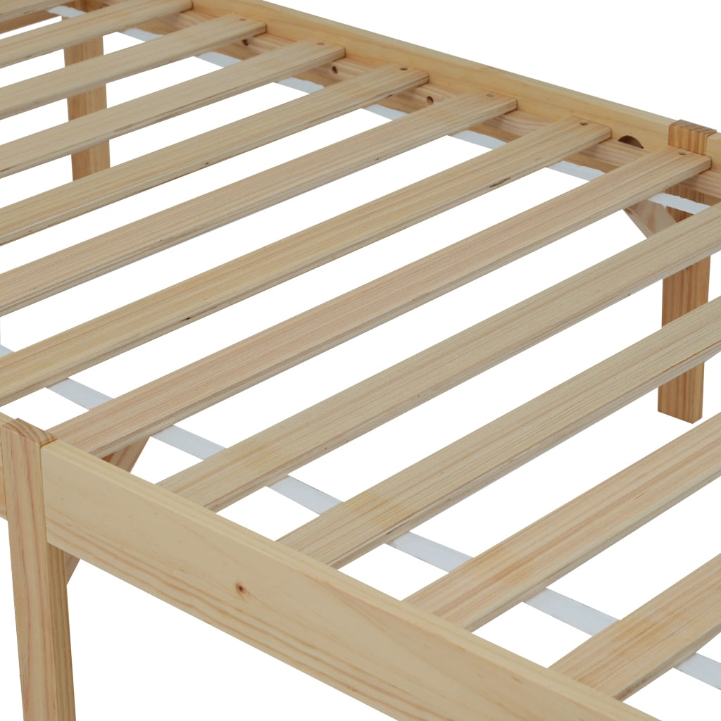 Letto Singolo 90x200 cm; con Testiera; 15 Doghe e Piedi Centrali - Legno e MDF - Bianco