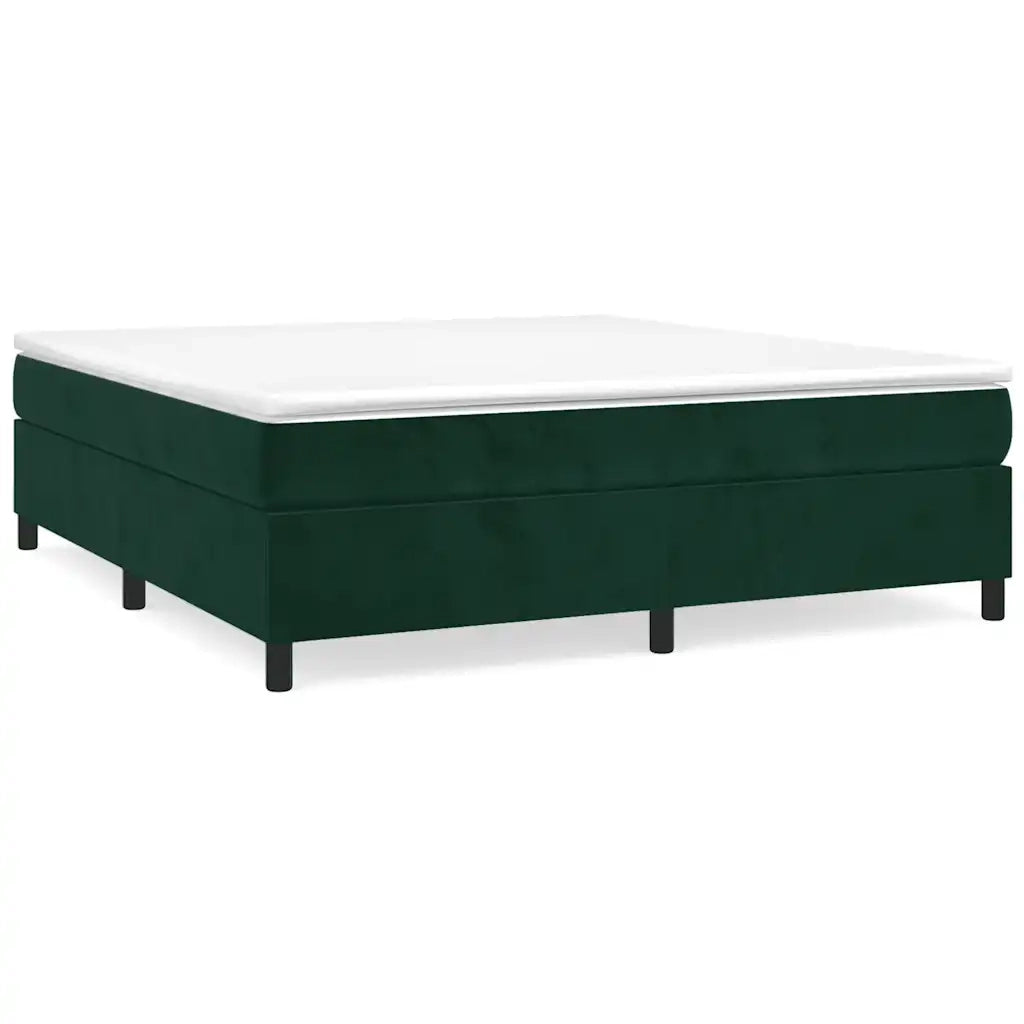 Giroletto a Molle con Materasso Verde Scuro 160x200 cm Velluto