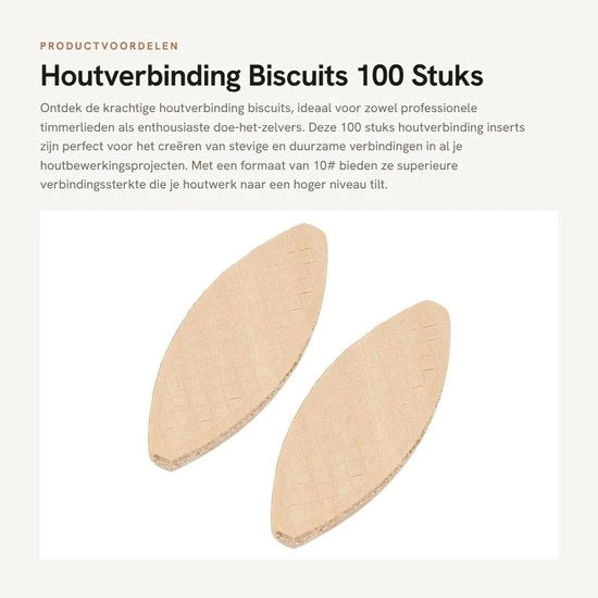 Houtverbinding Biscuits 100 Stuks - Beuken - Verbindingssterkte - Lijmhechting - Stabiliteit Werkstuk - Opties 0#/10#/20# - Verbinding Biscuits