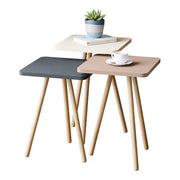 Set di 3 tavolini laterali quadrati a treppiede bianco/grigio/rosa 03_0008388