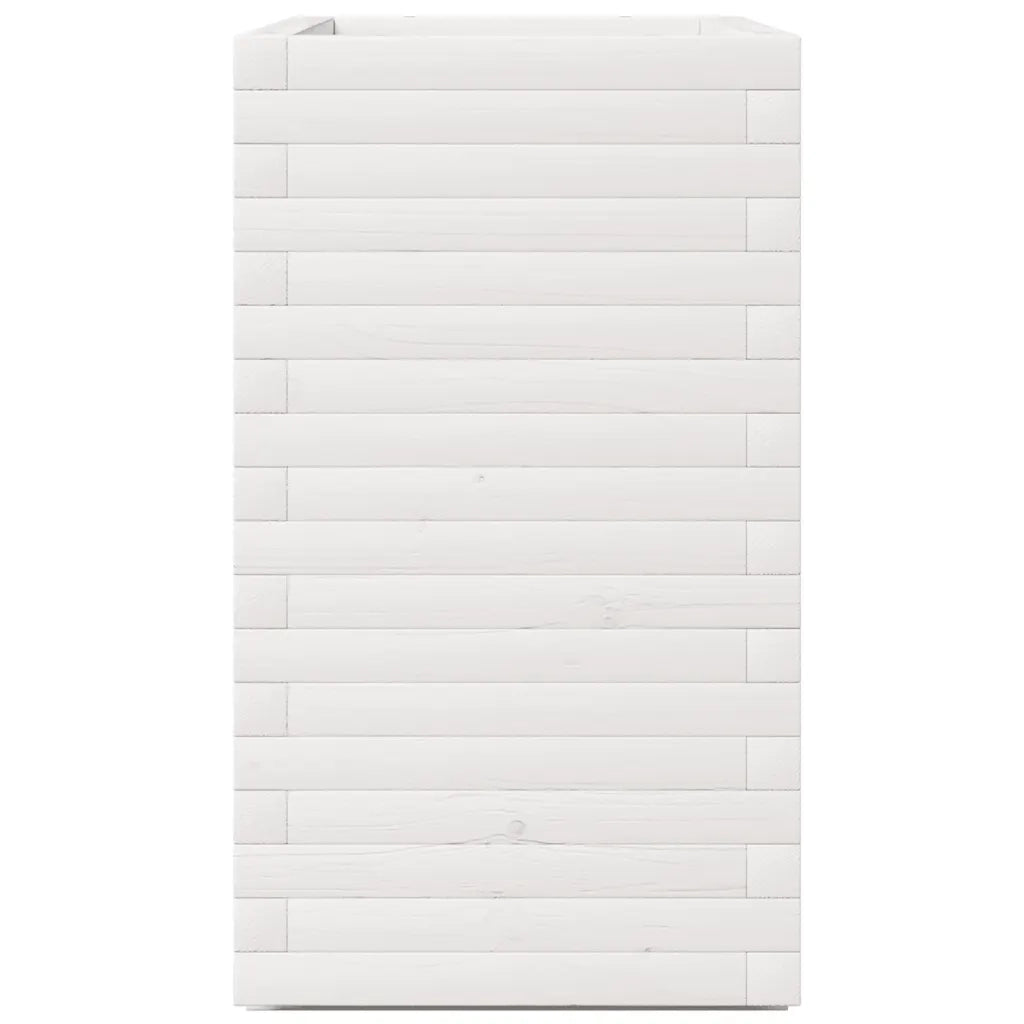 Fioriera da Giardino Bianca 70x40x72,5cm Legno Massello di Pino 3282590