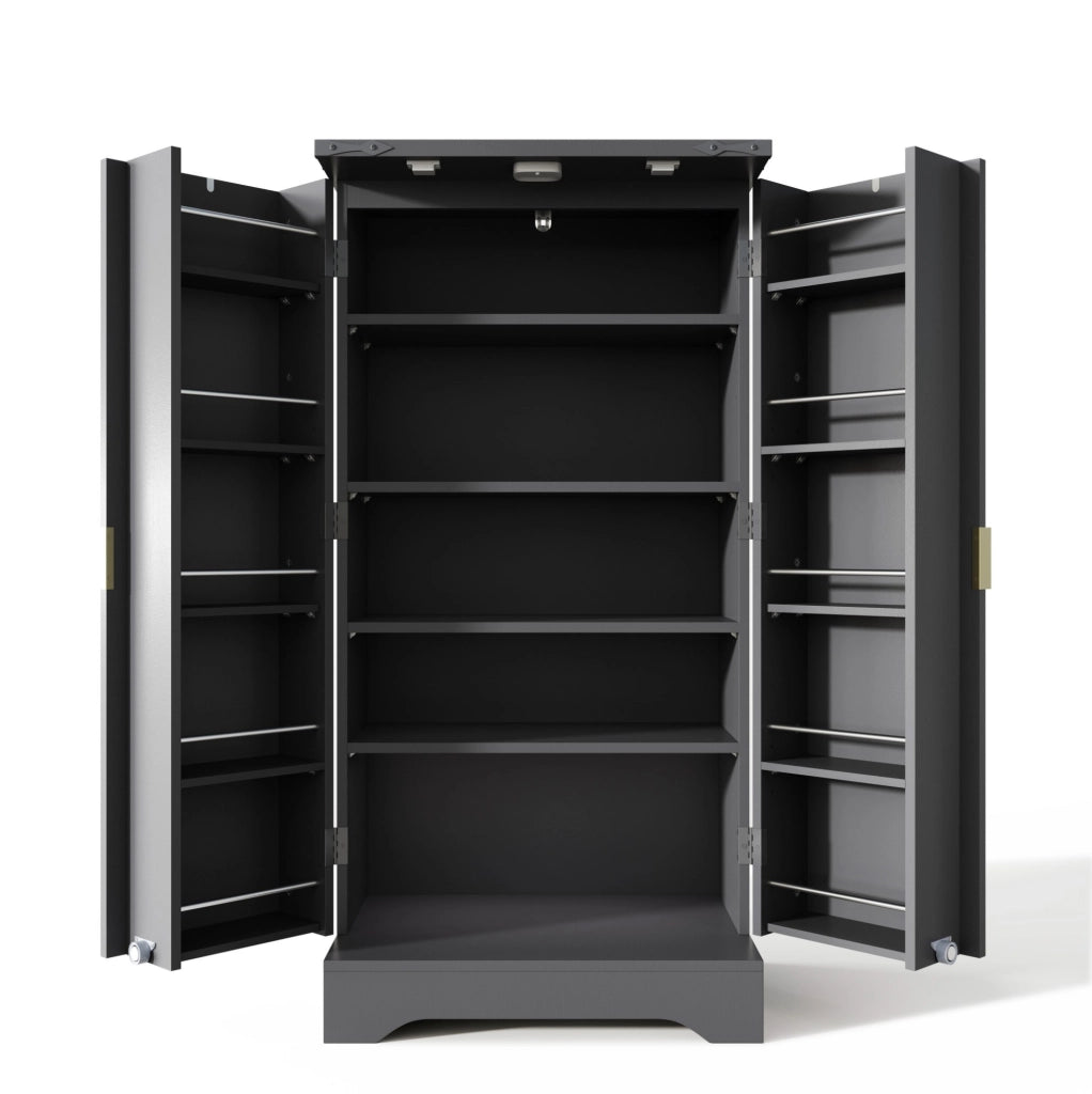 Mobile dispensa alto nero 120 x 60;5 x 40 cm in MDF con luce LED sensore e ripiani regolabili