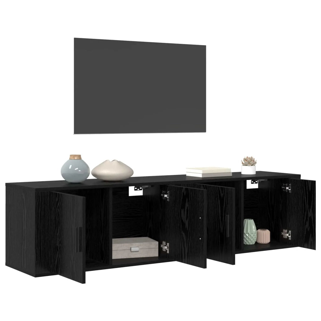 Set Mobile TV da Parete 2 pz-Set di 2 Credenza per TV Rovere Nero 80 x 34,5 x 40 cm