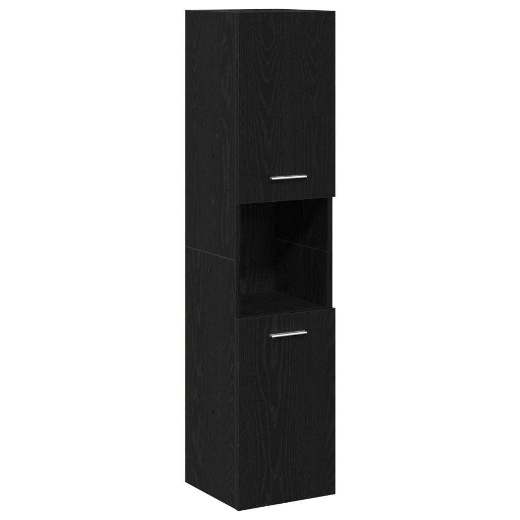 Set di Mobili per Bagno 5 Pezzi Rovere Nero Legno Ingegnerizzato