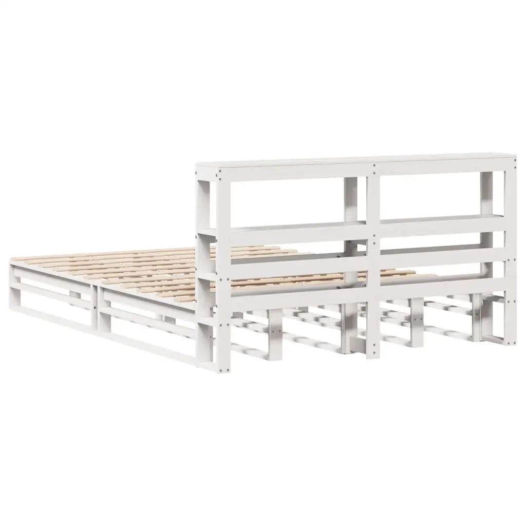 vidaXL Giroletto con Testiera Bianco 150x200 cm Legno Massello di Pino