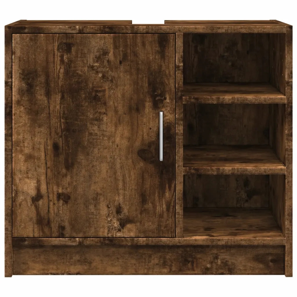 Mobiletto sottolavabo in rovere affumicato con finitura opaca contenitore 63 x 29 x 55 cm realizzato in legno composito finitura rovere affumicato 02_0049551
