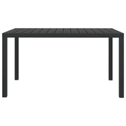 Tavolo da Giardino Nero 150x90x74 cm in Alluminio e WPC 42791