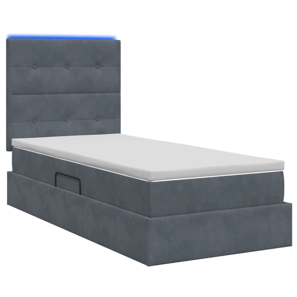 Letto con contenitore LED e materasso Grigio Scuro 90 x 200 cm 3460105