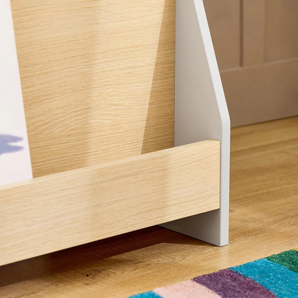 Libreria per Bambini Scaffale a Scala Scaffale Portaoggetti Libreria a Scala Grigio-Naturale 61x30x71cm KMB106-HG