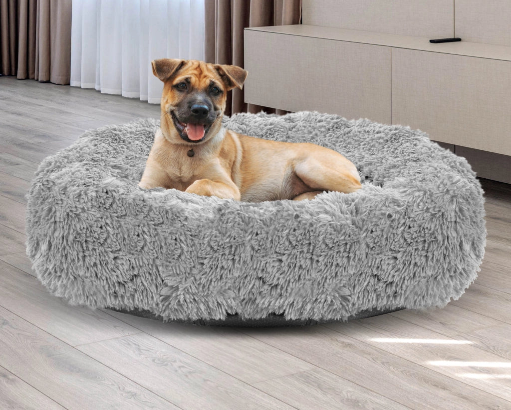 AIO FACTORY Letto per cani Shaggy da 60 cm, grigio chiaro, impermeabile
