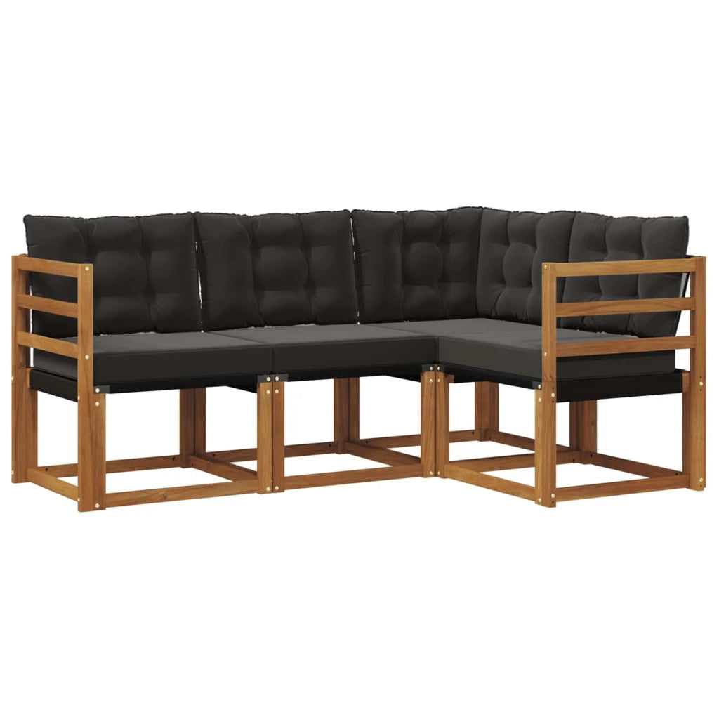 Set di divani da esterno con cuscino 4 pcs Naturale e Nero 3368607