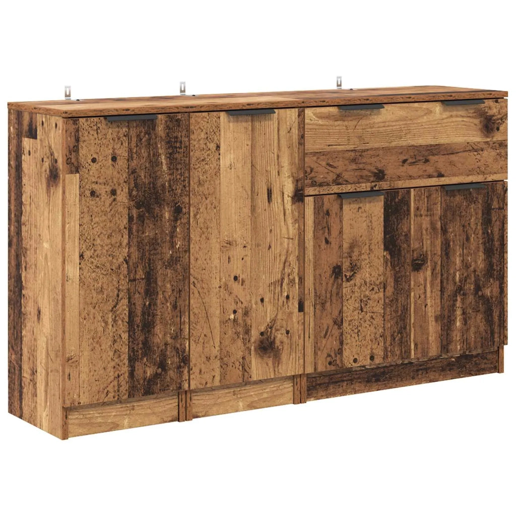 Credenza con cassetto 3 pz-Set di 3 Buffet-Armadio da cucina Legno vecchio Legno multistrato 918184