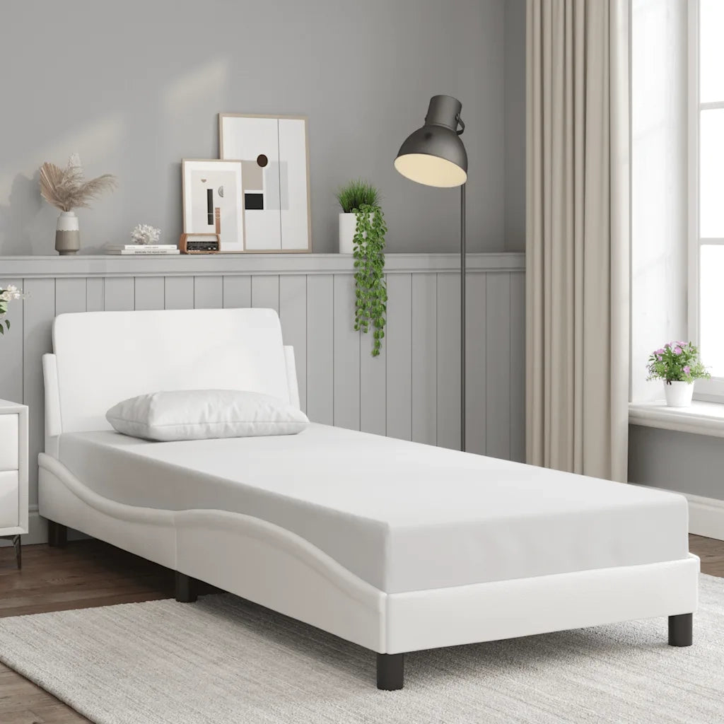 vidaXL Giroletto con Testiera Bianco 90x190 cm in Similpelle