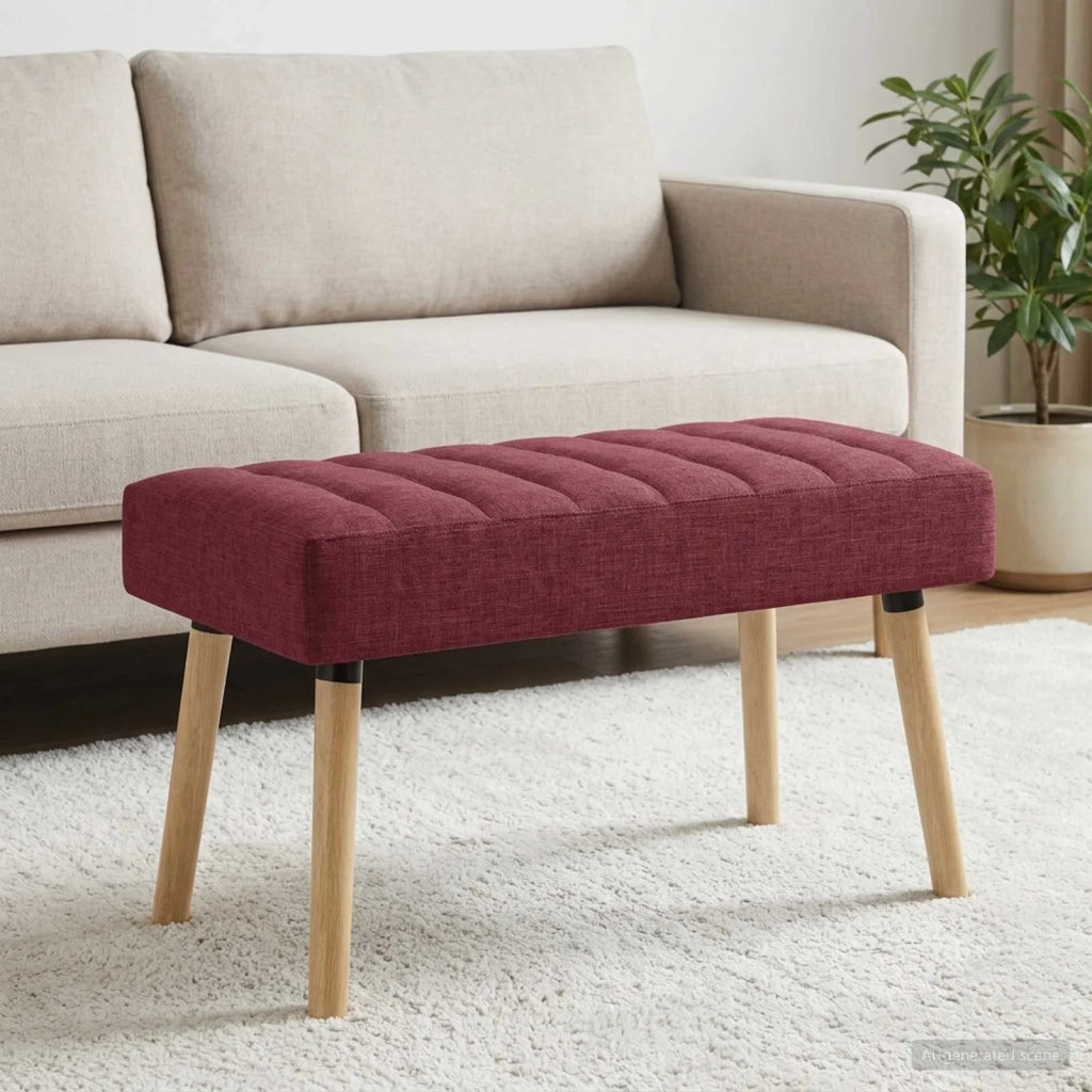 Panchina trapuntata a canale Rosso Vino 80 x 40 x 46 cm Tessuto 42038476