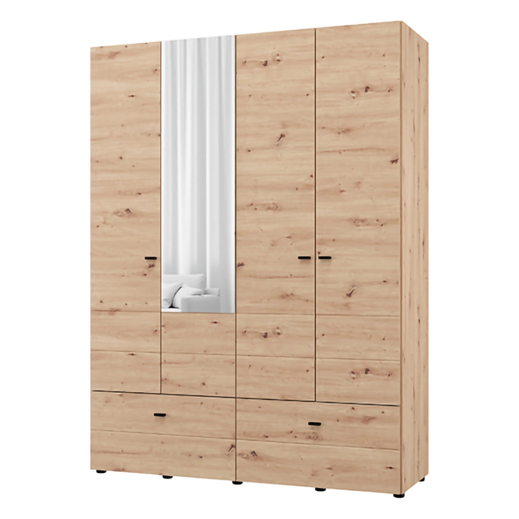 Armadio Camera da Letto Spigno, Guardaroba Grande 2 Ripiani, 155x208h cm Marrone Rovere Nodi