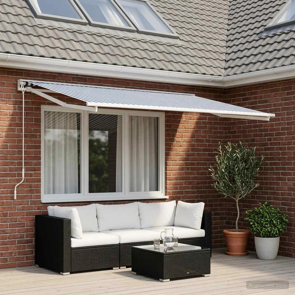 Telo di ricambio per tenda da sole Blu e Bianco 400 × 300 cm 3444183