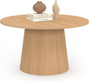 Tavolino rotondo ANGELE da 70 cm con gamba centrale in legno effetto faggio