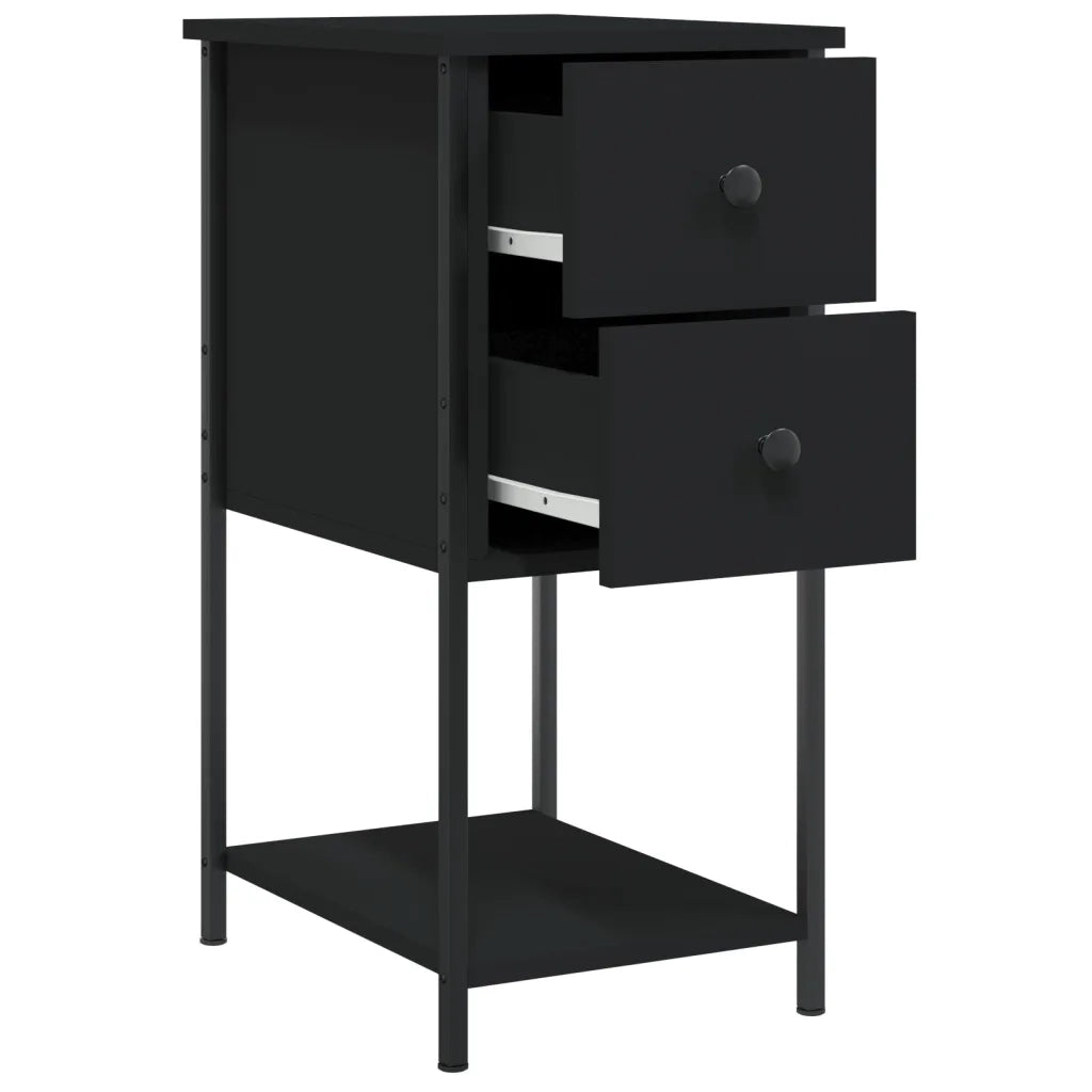 Set di 2 Comodini | Armadio da Notte | Mobiletto da notte Neri 32x42x70 cm in Legno Multistrato