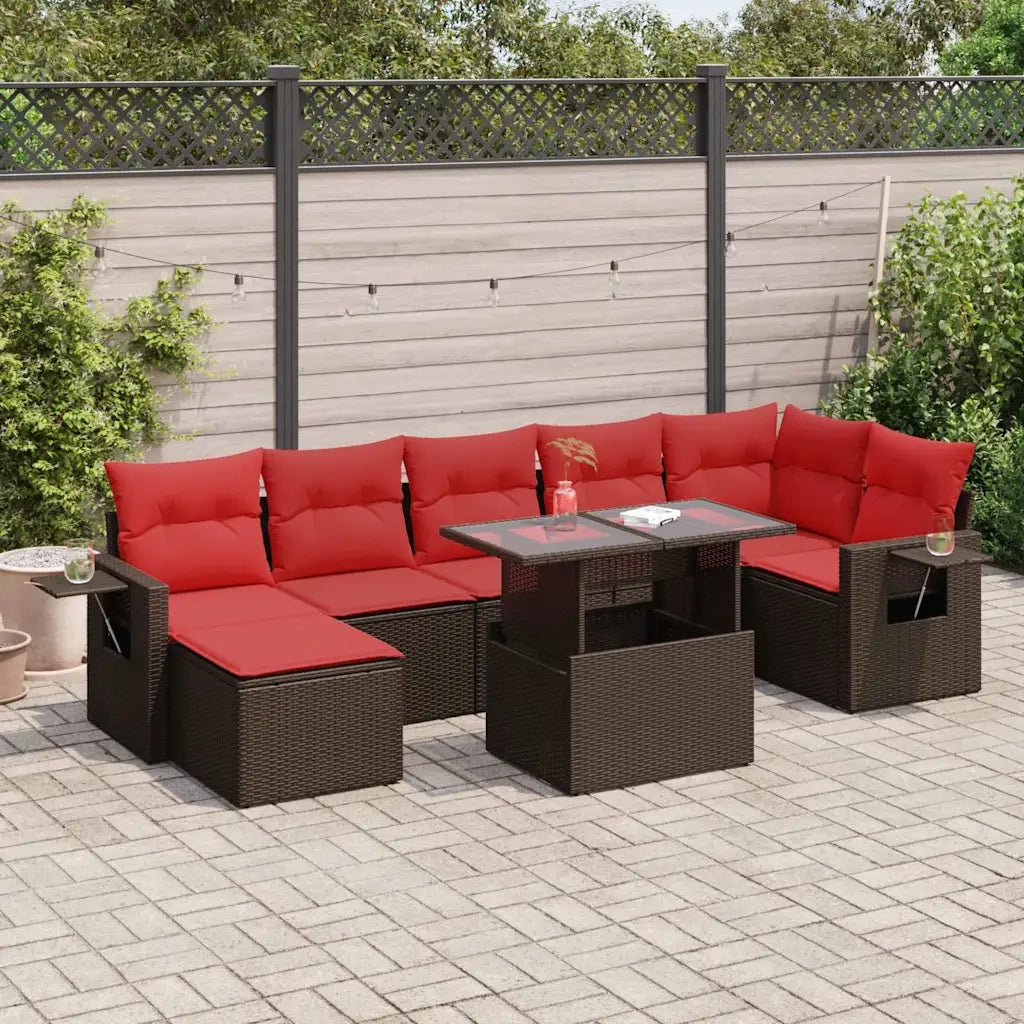 Set Divani Giardino 8 pz con Cuscini Marrone Polyrattan Acacia 3326525