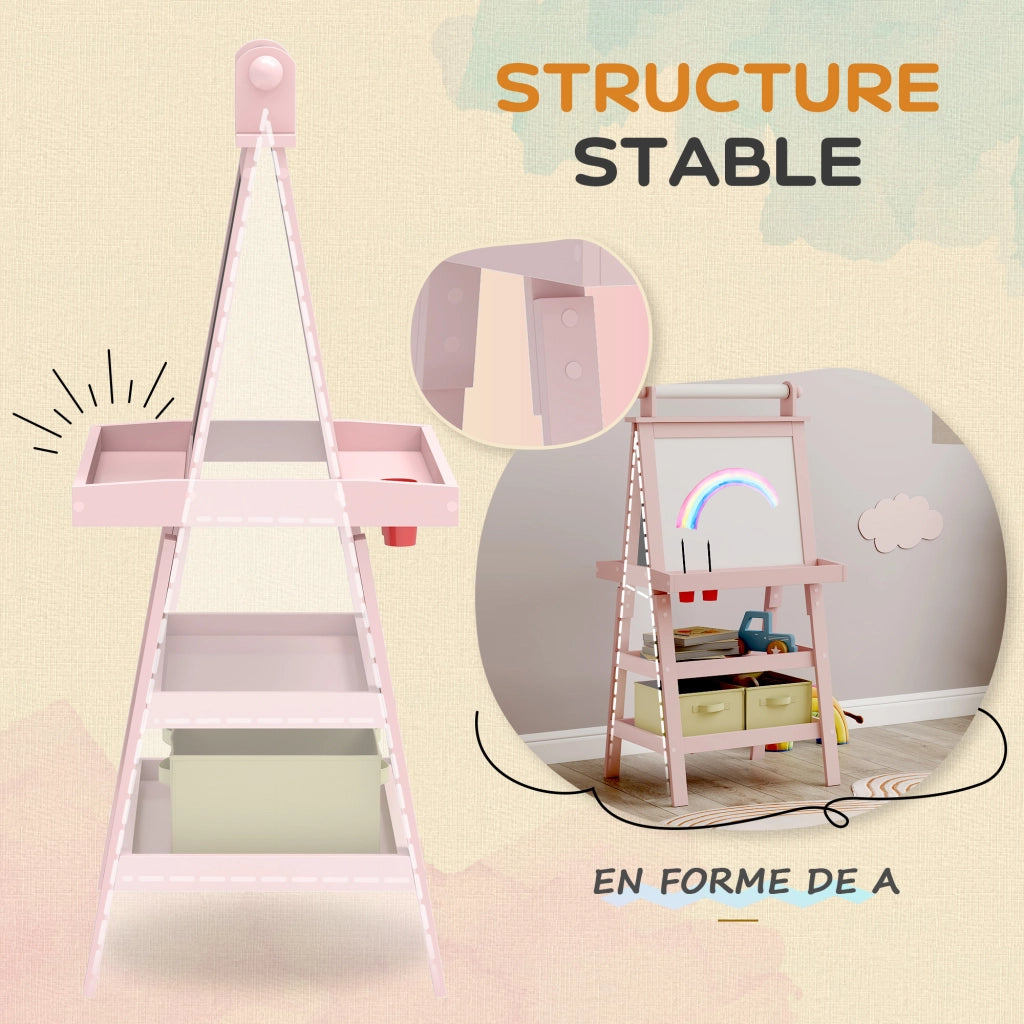 Tavolo da disegno bambini 3 in 1 con lavagna magnetica ¨C zephmum ¨C rosa