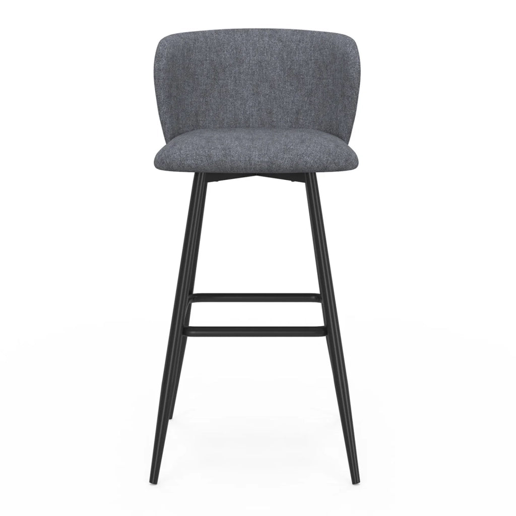 IDMarket - Set di 4 sgabelli da bar OMBLINE con seduta in tessuto grigio scuro e gambe in metallo nero