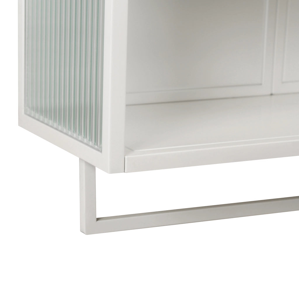 MOBILE A MURO a 2 ante 60 cm in vetro e metallo bianco