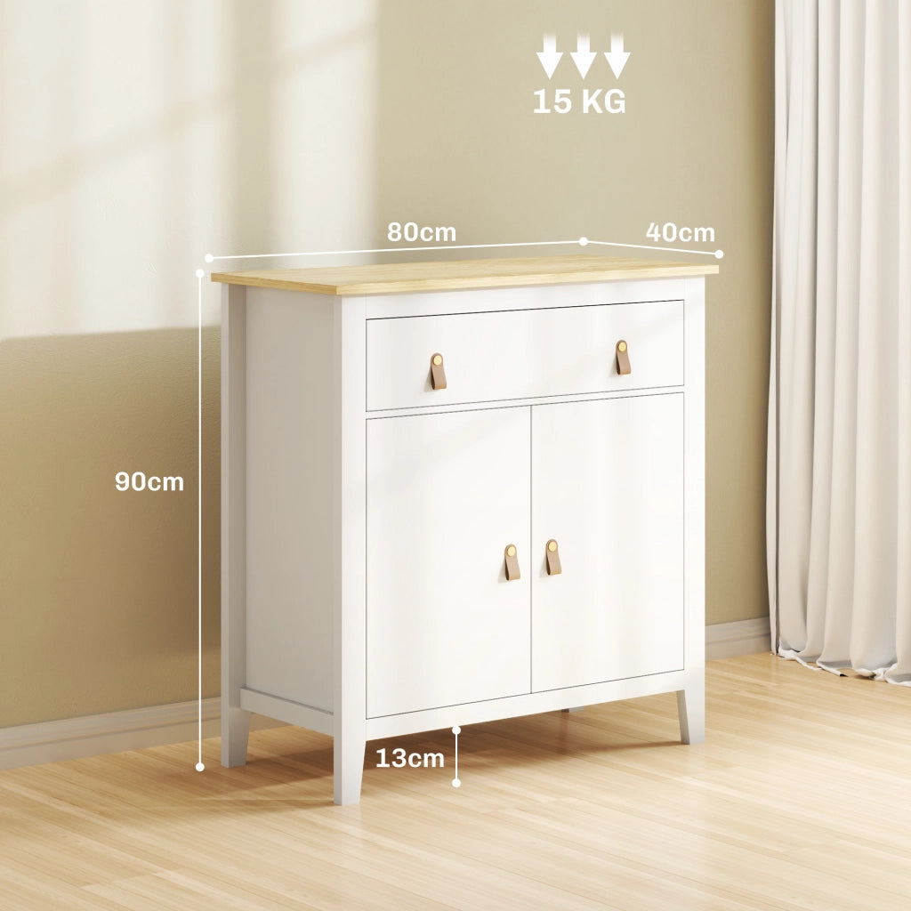 Credenza ingresso con 2 ante e cassetto ¨C Xylo ¨C Bianco 80x40x90 cm