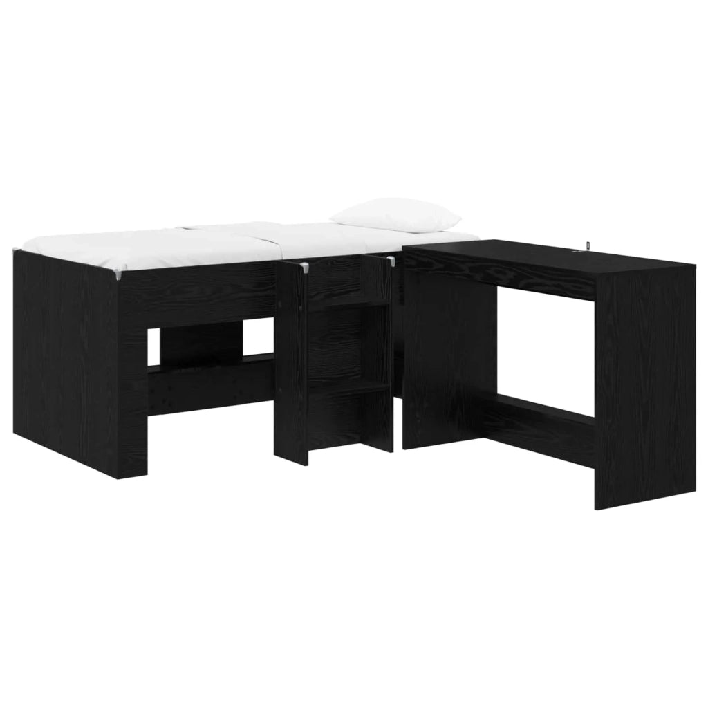 Letto alto per bambini con scrivania 2 pz Rovere Nero 3423463
