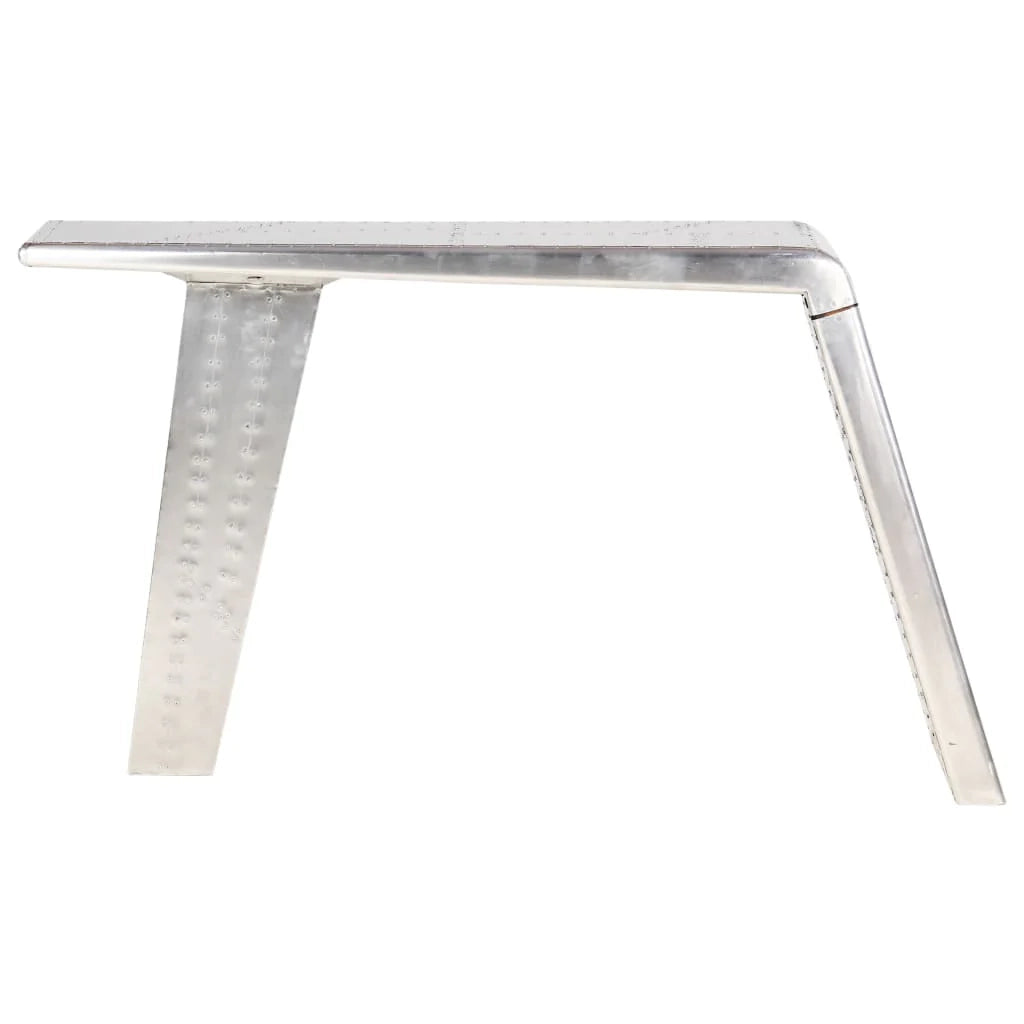 Scrivania tavolo postazione di lavoro mobile per computer studio stile aereo argento 112 x 50 x 76 cm metallo argentato 02_0023970