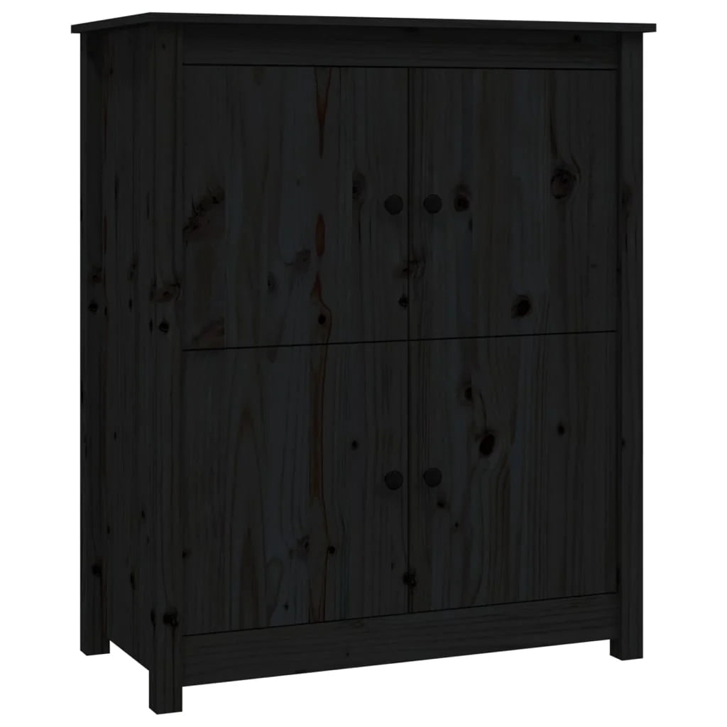 Buffet credenza cassettiera armadio mobile contenitore organizer per cucina soggiorno salotto 83 x 41,5 x 100 cm legno massello di pino nero 02_0036141