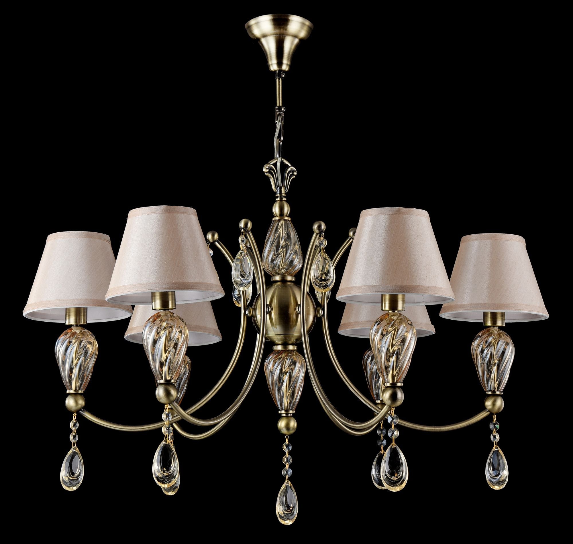 Lampadario Royal Classic in Metallo e Vetro Murano Bronzo