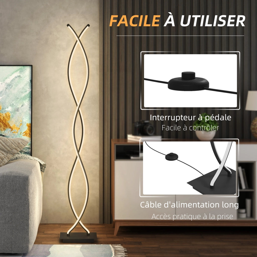 Lampada da terra per soggiorno con 3 livelli di luminosit¨¤ ¨C zephmum ¨C nero