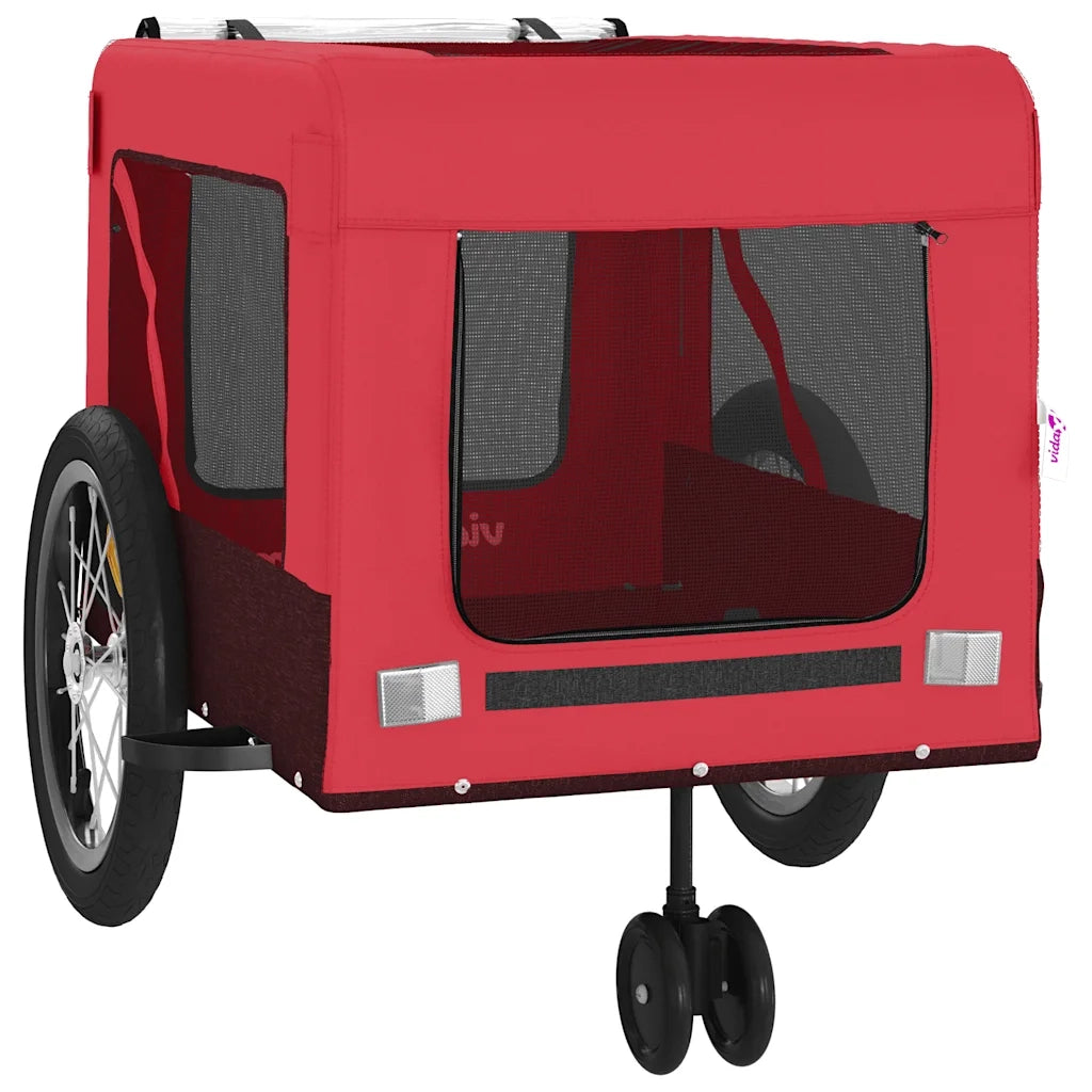 Rimorchio da Bici per Animali Rosso e Nero Oxford e Ferro CFW6418646