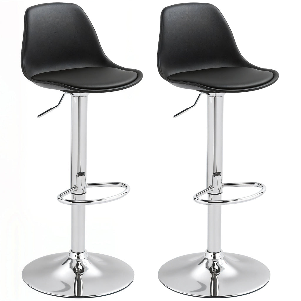 Set di 2 sgabelli da bar girevoli con schienale ¨C zephmum ¨C nero, altezza regolabile 82-104 cm