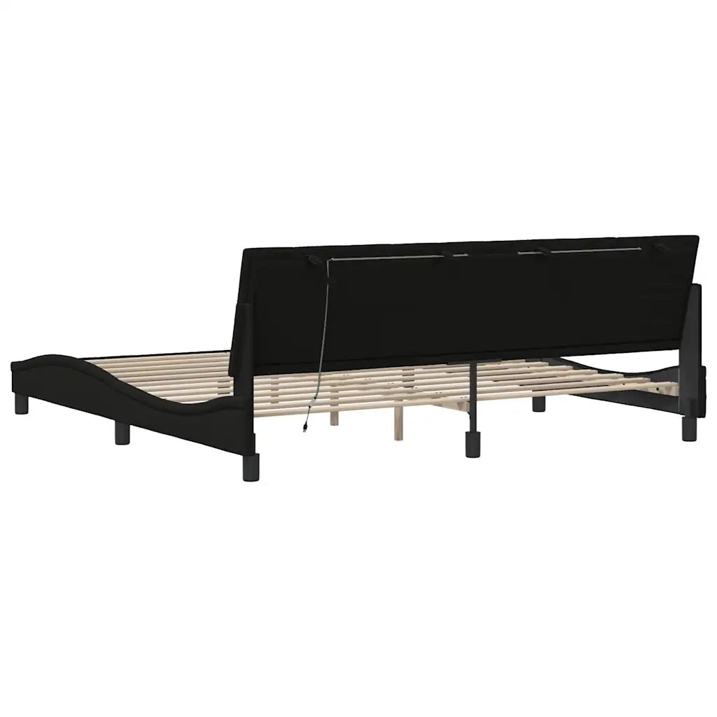 Giroletto senza Materasso Hanko Nero 200x200 cm in Tessuto 3310484