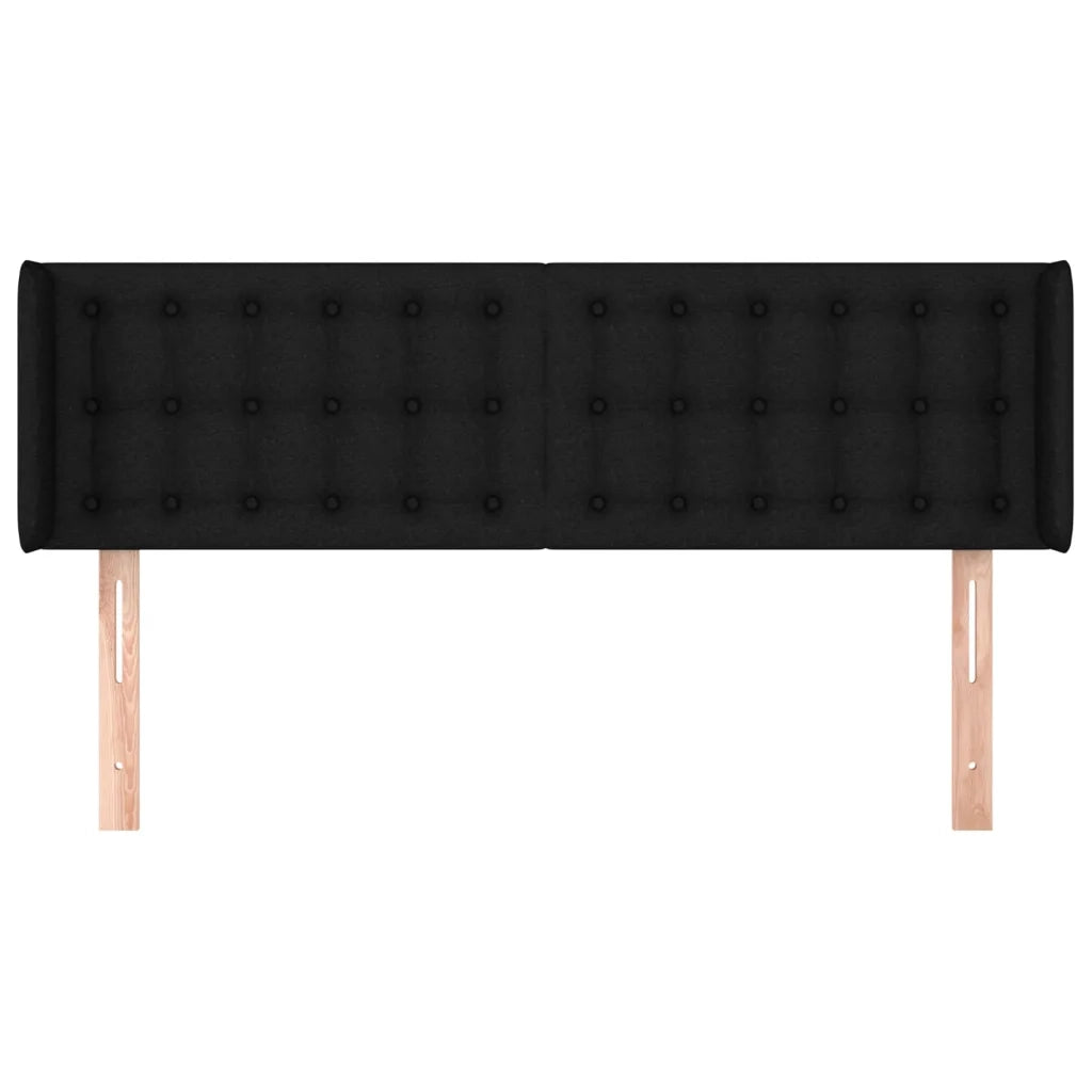 Testiera ad Orecchio-Testata con Orecchie Nera 147x16x78/88 cm in Tessuto 485755