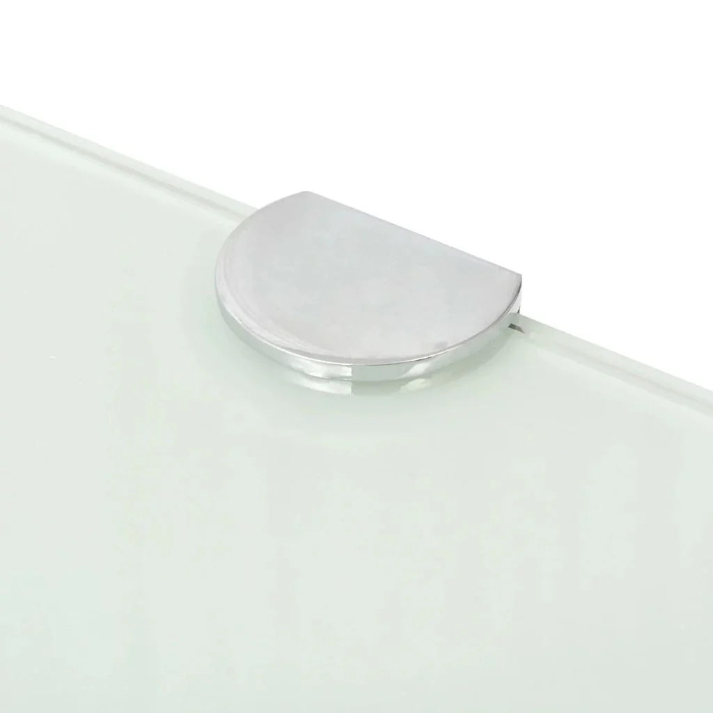 Mensola angolare con staffe cromate e vetro bianco 35 x 35 cm 2702224/2