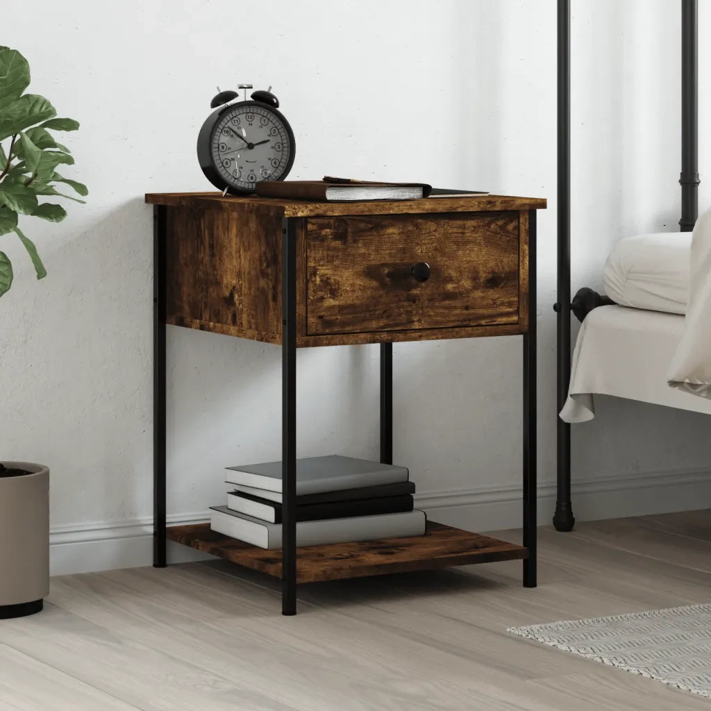 Comodino | Armadio da Notte | Mobiletto da notte Rovere Fumo 44x45x58 cm in Legno Multistrato