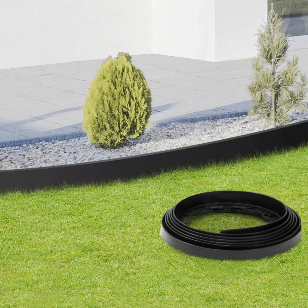 IDMarket - Cordoncino flessibile da giardino 8 M nero altezza 12 cm + 24 picchetti