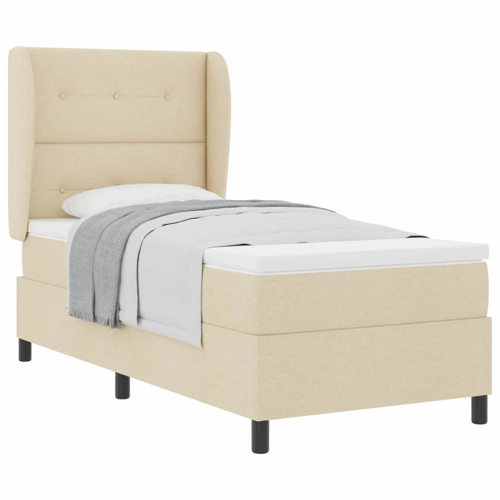 Letto a molle con materasso Crema 80 x 200 cm Tessuto 3340534