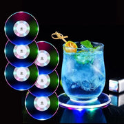 Set di 6 illuminatori LED colorati per bevande, interruttore on/off per bevande, illuminatori acqua-resistenti, piatti rotondi in acrilico per bicchieri e bottiglie, feste, matrimoni, bar, Natale, pub
