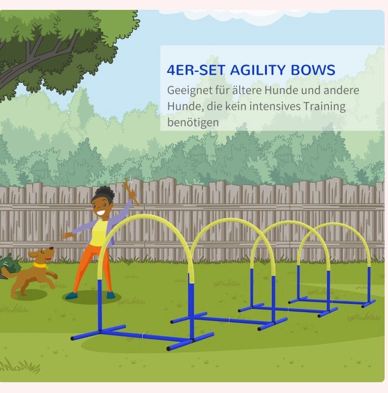 Set agility per cani con 4 archi e borsa, blu